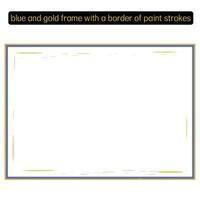 blue and gold frame with a border of paint strokes Isolated on white background vector