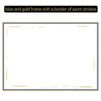 blue and gold frame with a border of paint strokes Isolated on white background vector