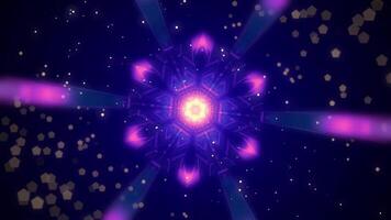 4k Blue Neon Flower Kaleidoscope Motion Background video