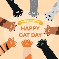 International cat day. Cat's Paw Cartoon Illustration vector