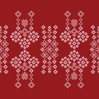 tradicional étnico motivos ikat geométrico tela modelo cruzar puntada.ikat bordado étnico oriental píxel rojo antecedentes. resumen, ilustración. textura,navidad,decoración,papel tapiz. vector