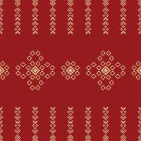 tradicional étnico motivos ikat geométrico tela modelo cruzar puntada.ikat bordado étnico oriental píxel rojo antecedentes. resumen, ilustración. textura,navidad,decoración,papel tapiz. vector