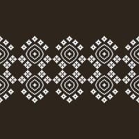 tradicional negro étnico motivos ikat geométrico tela modelo cruzar puntada.ikat bordado étnico oriental píxel marrón fondo.abstracto, ilustración. textura, decoración, papel tapiz. vector