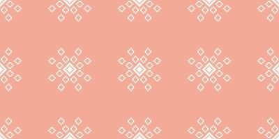 Ethnic geometric fabric pattern Cross Stitch.Embroidery Ethnic oriental Pixel pattern rose pink gold pastel background. Abstract,illustration. Texture,clothing,scarf,decoration,silk wallpaper. vector