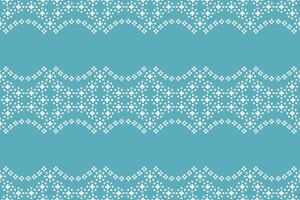 Traditional ethnic motifs ikat geometric fabric pattern cross stitch.Embroidery Ethnic oriental Pixel pastel cute blue background. Abstract,illustration. Texture,decoration,wallpaper. vector