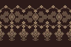 tradicional negro étnico motivos ikat geométrico tela modelo cruzar puntada.ikat bordado étnico oriental píxel marrón fondo.abstracto, ilustración. textura, decoración, papel tapiz. vector