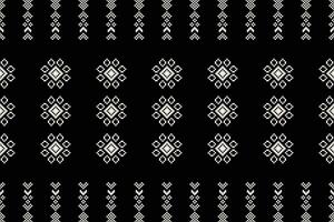 tradicional negro étnico motivos ikat geométrico tela modelo cruzar puntada.ikat bordado étnico oriental píxel negro fondo.abstracto, ilustración. textura, decoración, papel tapiz. vector