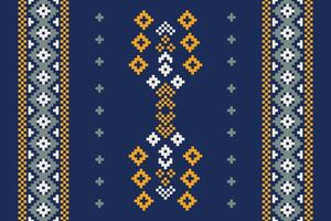 tradicional étnico motivos ikat geométrico tela modelo cruzar puntada.ikat bordado étnico oriental píxel Armada azul antecedentes. resumen, ilustración. textura, decoración, papel tapiz. vector