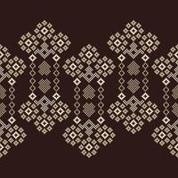 tradicional negro étnico motivos ikat geométrico tela modelo cruzar puntada.ikat bordado étnico oriental píxel marrón fondo.abstracto, ilustración. textura, decoración, papel tapiz. vector