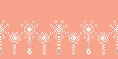 Ethnic geometric fabric pattern Cross Stitch.Embroidery Ethnic oriental Pixel pattern rose pink gold pastel background. Abstract,illustration. Texture,clothing,scarf,decoration,silk wallpaper. vector