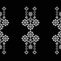 tradicional negro étnico motivos ikat geométrico tela modelo cruzar puntada.ikat bordado étnico oriental píxel negro fondo.abstracto, ilustración. textura, decoración, papel tapiz. vector