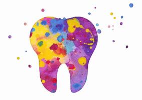 Tooth icon. colorful watercolor illustration vector