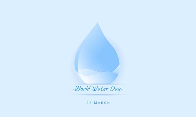 Blue world water day design with water drop and cloud elements