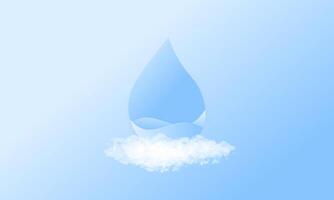 Blue water drop illustration design with clouds vector