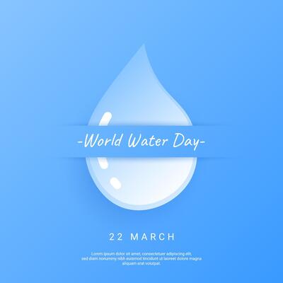 Blue world water day design with water drop and cloud elements