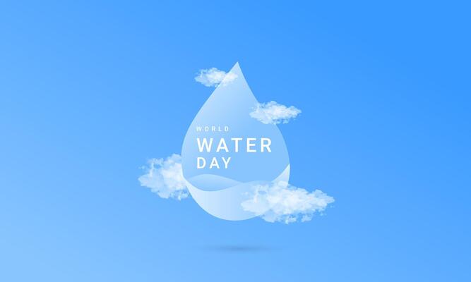 Blue world water day design with water drop and cloud elements