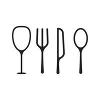 Design set of spoon, fork, knife, glass vector