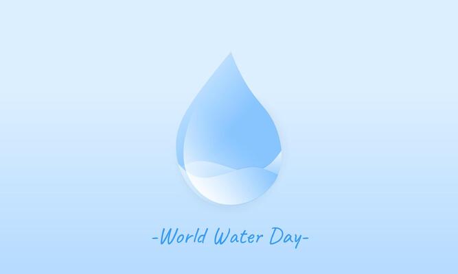 Blue world water day design with water drop and cloud elements