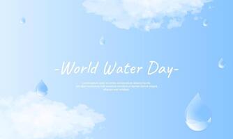 Blue world water day design with water drop and cloud elements vector