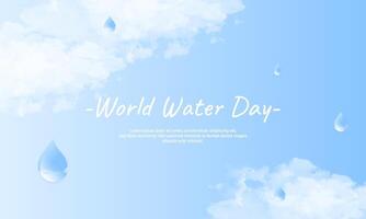 Blue world water day design with water drop and cloud elements vector