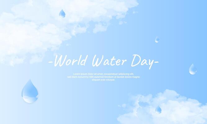 Blue world water day design with water drop and cloud elements