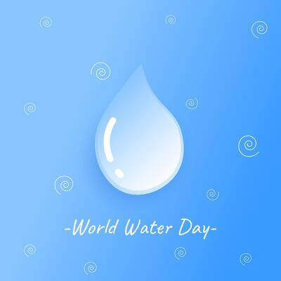 Blue world water day design with water drop and cloud elements