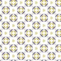 Azuleyo seamless pattern yellow and blue ornament.Portugal geometric ceramics. vector