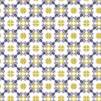 Azuleyo seamless pattern yellow and blue ornament.Portugal geometric ceramics. vector