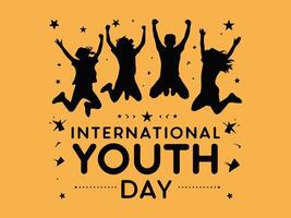 International Youth Day Celebration, Friendly team, cooperation, friendship, Card with colorful crowd people vector