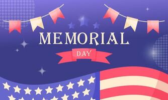 Memorial Day banner. Postcard we remember and are proud. Background with American flag vector