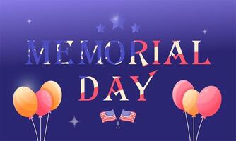 Memorial Day. Remember and Honor. background with American flag, balloons and text vector