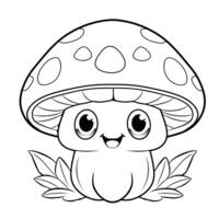 a cute mushroom coloring page vector