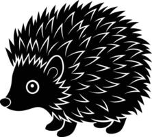 A black and cute silhouette of a hedgehog vector