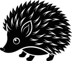 A black and cute silhouette of a hedgehog vector