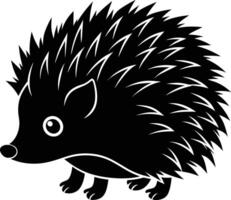 A black and cute silhouette of a hedgehog vector