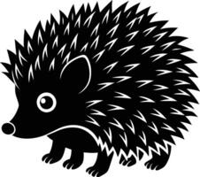 A black and cute silhouette of a hedgehog vector