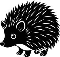A black and cute silhouette of a hedgehog vector