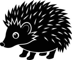 A black and cute silhouette of a hedgehog vector