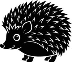 A black and cute silhouette of a hedgehog vector