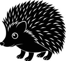 A black and cute silhouette of a hedgehog vector