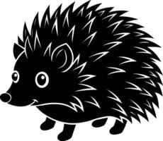 A black and cute silhouette of a hedgehog vector