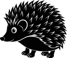 A black and cute silhouette of a hedgehog vector