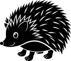 A black and cute silhouette of a hedgehog vector