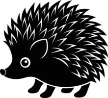 A black and cute silhouette of a hedgehog vector