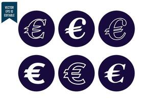 Euro currency icon set vector