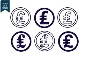 Pound currency icon set vector