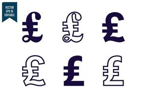 Pound currency icon set vector