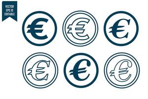 euro moneda icono conjunto vector