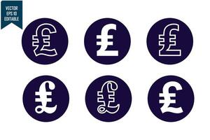 Pound currency icon set vector