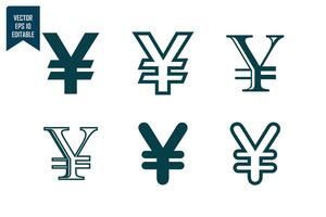 Yuan currency icon set vector